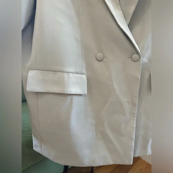 Extro&Vert Light Grey Double Breasted Women’s Oversized office Blazer Size XL - Picture 7 of 14